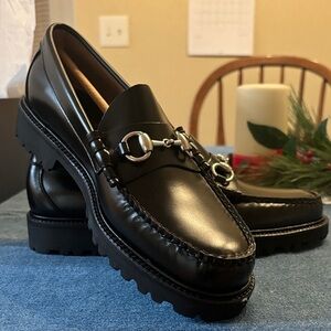 G.H. Bass & Co. Black Loafers with Silver Accents